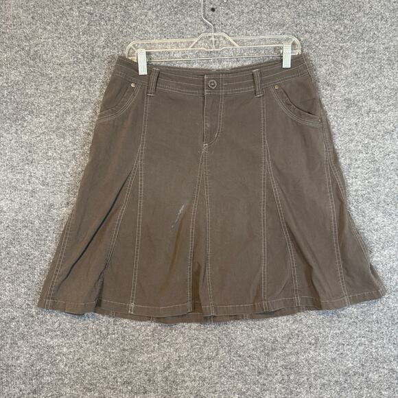 Kuhl Dresses & Skirts - Kuhl Skirt Womens 8 Gray Canvas Utlity Flared Midi Pockets Outdoors Hiking